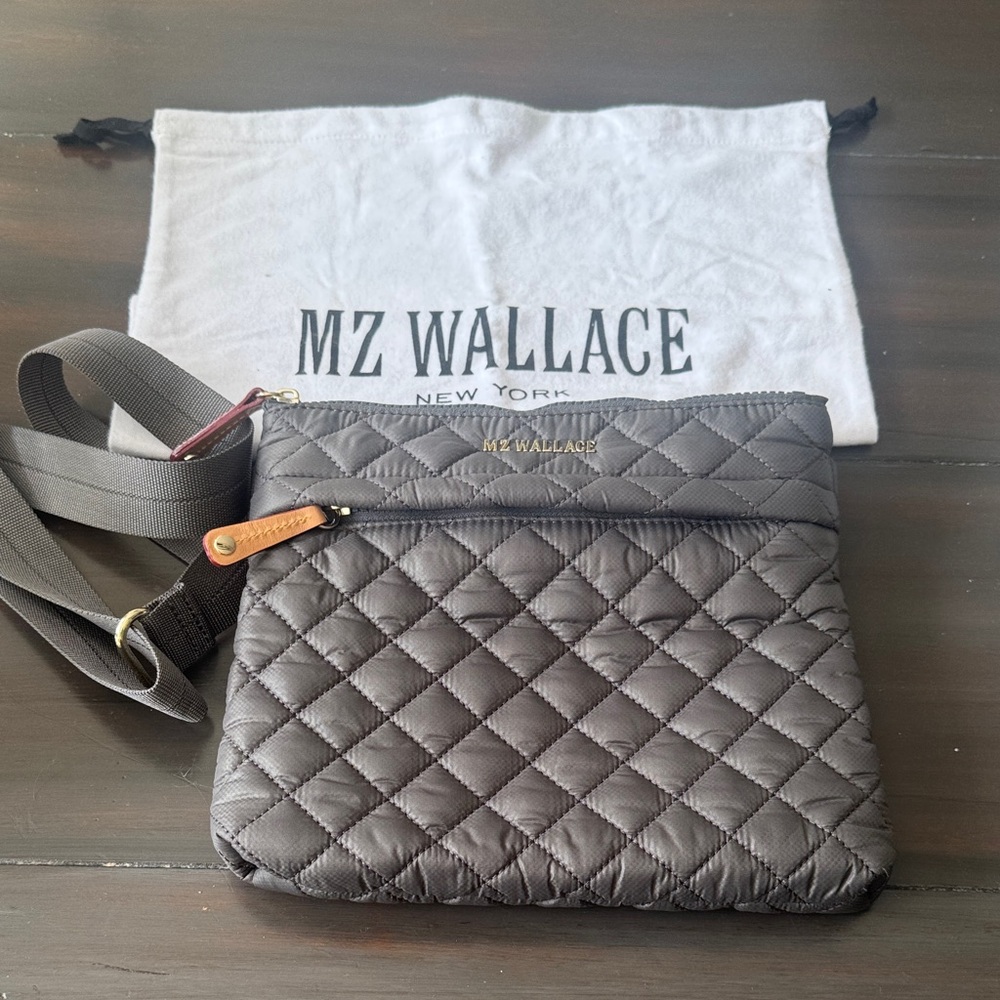 MZ Wallace Quilted Charcoal Crossbody Bag